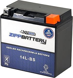ZIPPBATTERY YTX14L-BS Maintenance-Free 12V 14Ah Battery Replacement for ATV, Motorcycle, Jet Skis, Scooter, UTV, and More - Nut and Bolt (T3) Terminal