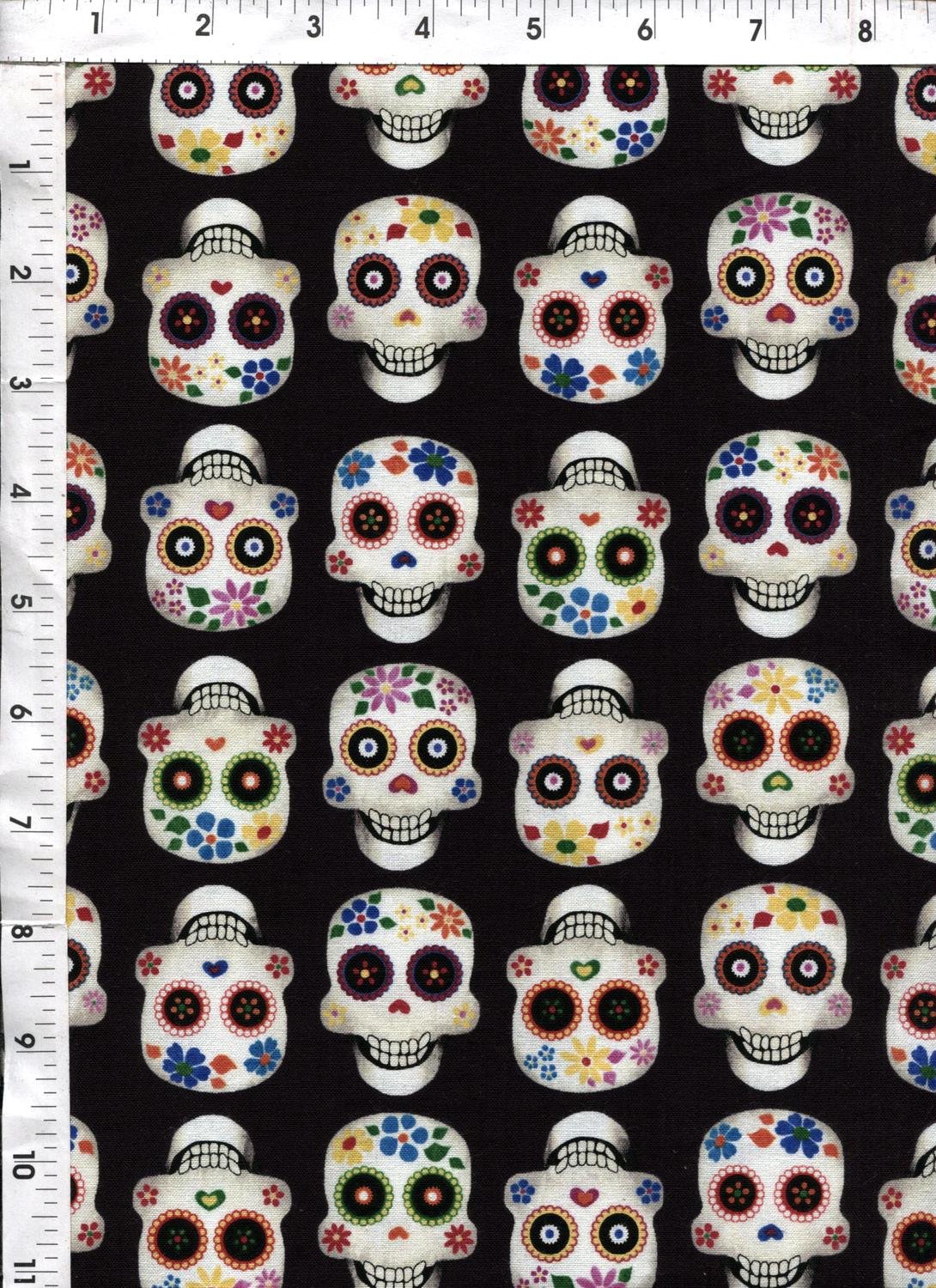 Robert Kaufman "Dia De Los Muertos" Day of the Dead Festive Skulls Fabric