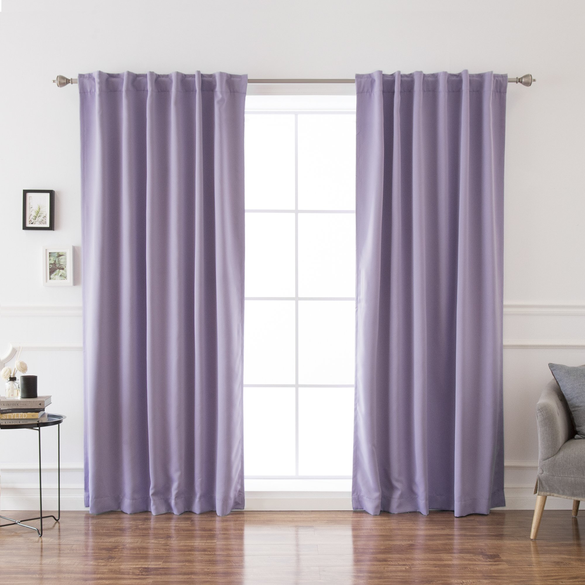 Best Home Fashion Thermal Insulated Blackout Curtains - Back Tab/Rod Pocket - 52" W x 96" L - Lavender (Set of 2 Panels)