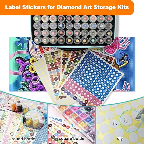 Miniatura 3 de Waykape Contenedores de almacenamiento de arte de diamantes de 70 ranuras, accesorios y herramientas de arte de diamante 5D, organizador de kits de