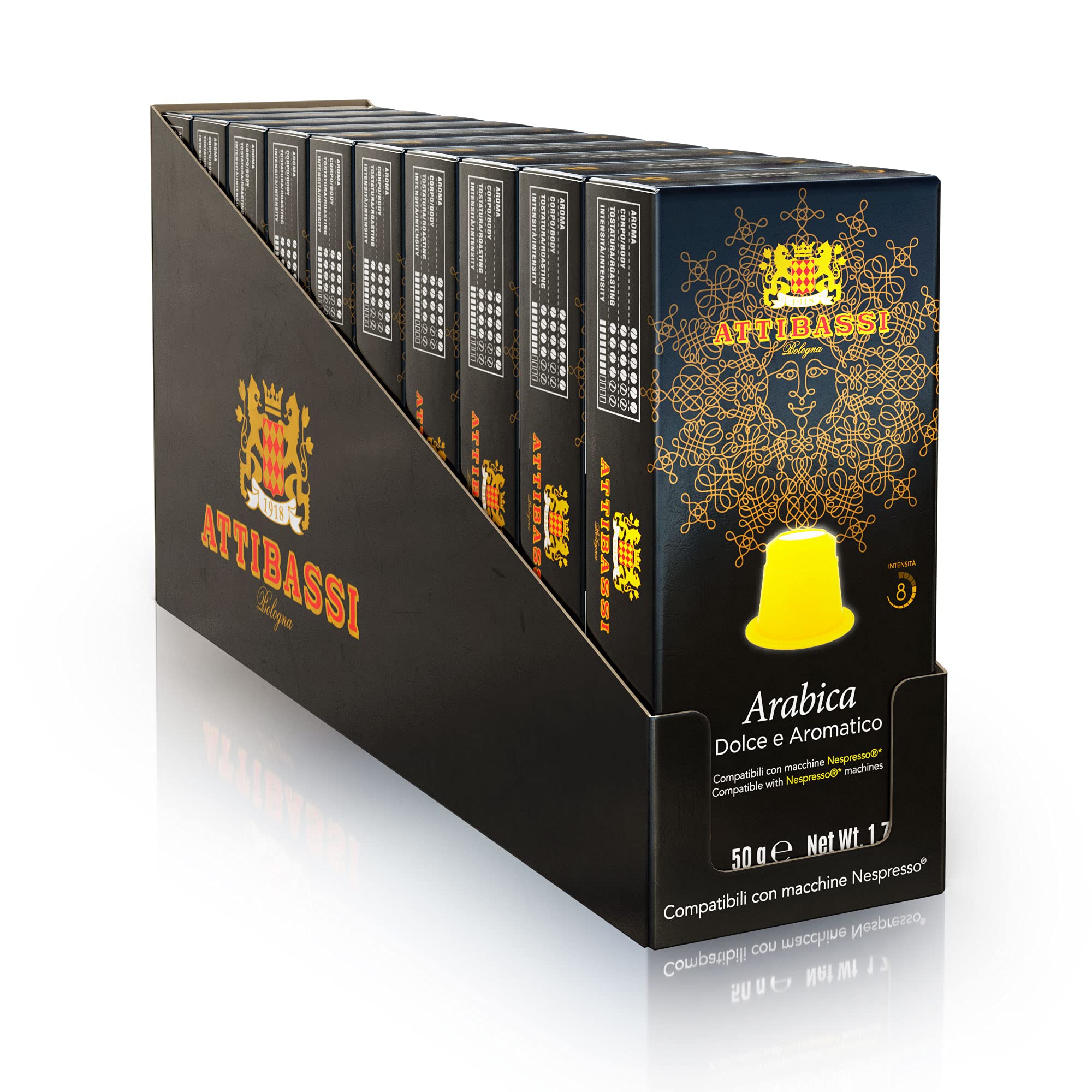 Attibassi Compatible Coffee Capsules (100% Arabica, 100 Count (Pack of 10))