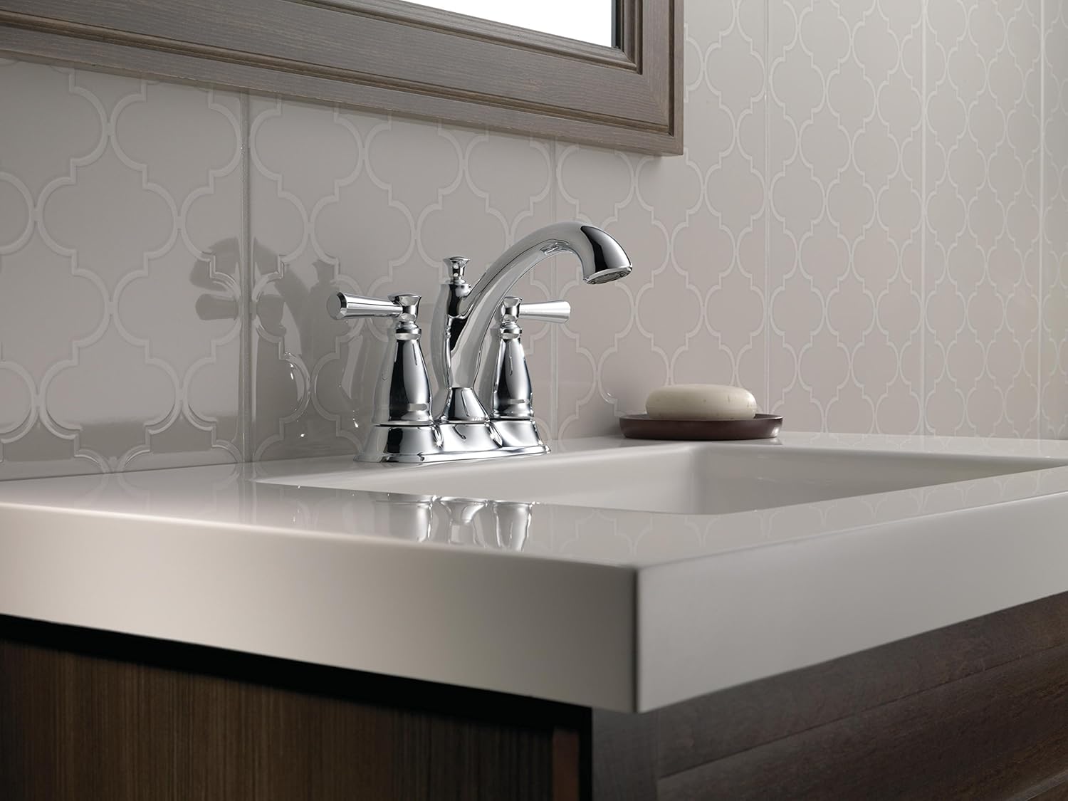 New Product Delta Faucet Linden Centerset Bathroom Faucet Chrome, Bathroom Sink Faucet, Diamond Seal Technology, Metal Drain Assembly, Chrome 2593-MPU-DST