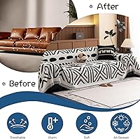 Vista 338 de VClife funda boho de sofá de felpilla para sofá seccional, funda antideslizante para sofá de 2 plazas, protector para mascotas con borlas, funda