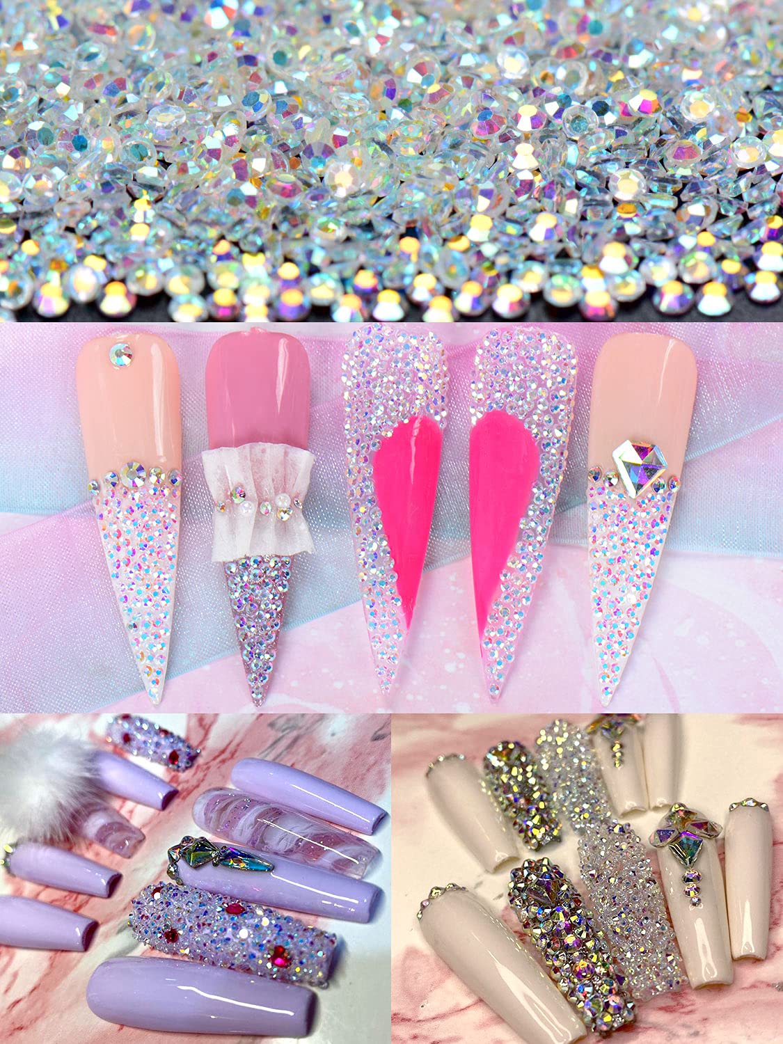 Warmfits 15000pcs 1.2mm Ultra Mini Crystals Beads Glass Sand Nail Micro Beads Diamond Dust Iridescent Crystal ab Colorful Shine For Nail Art 3D Decorations DIY Craft: Beauty