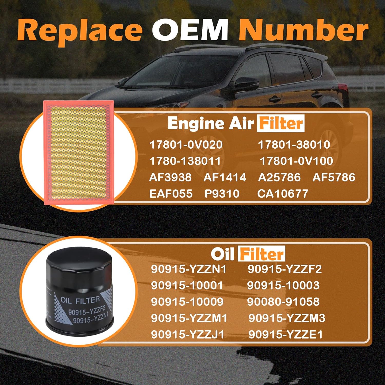 Kefly CA10677 Engine Air Filter & 90915-YZZF2 Oil Filter Fit for 2013-2018 Toyota Rav4 2.5L Gas, 2012-2017 Camry Hybrid, 2010-2012 Lexus HS250h