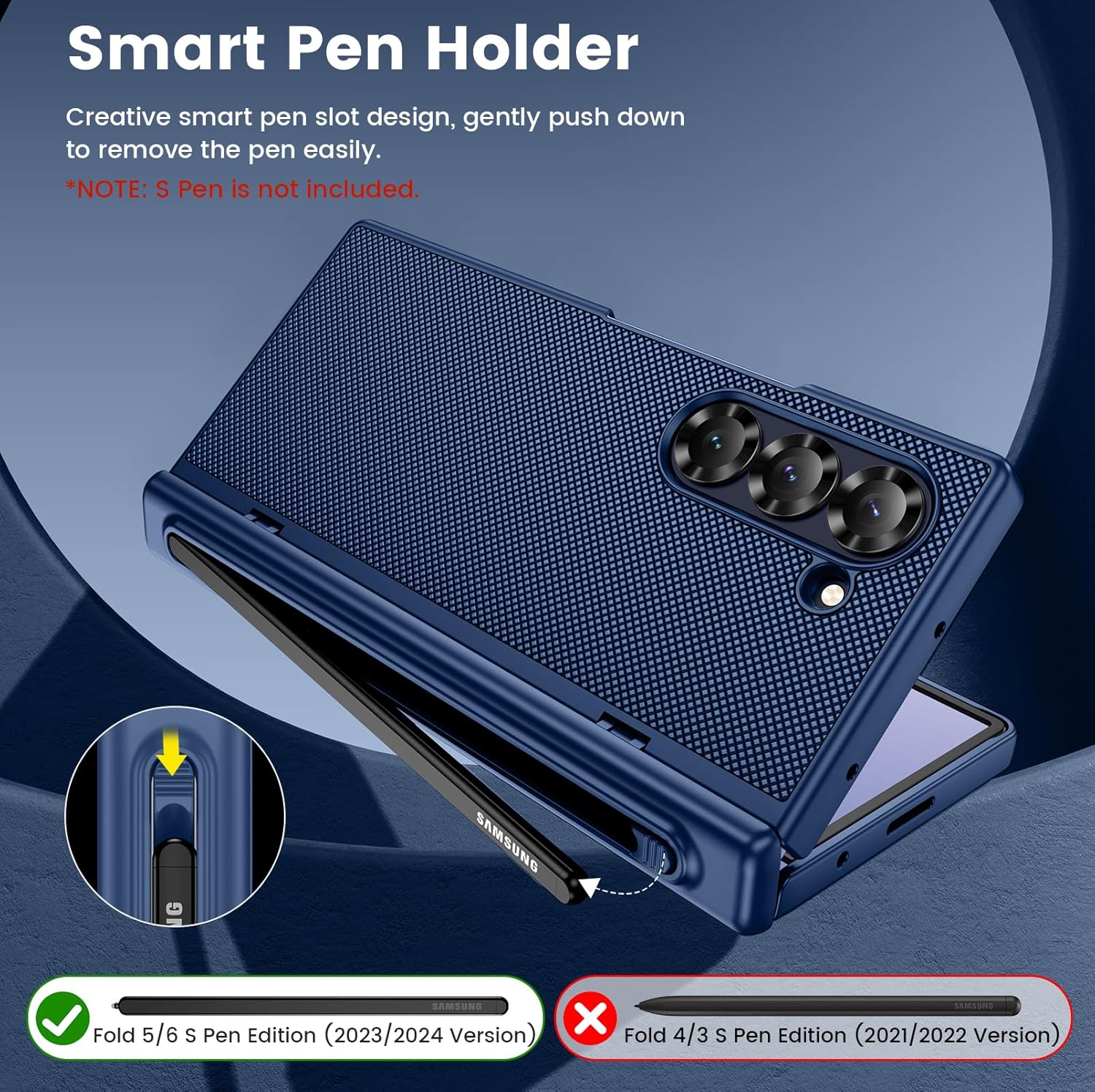 VEGO for Galaxy Z Fold 6 Case, Compatible with MagSafe, with Built-in S Pen Holder (S Pen Not Included) & Hinge Protection & Privacy Screen Protector Magnetic Cover for Samsung Galaxy Z Fold 6- Blue