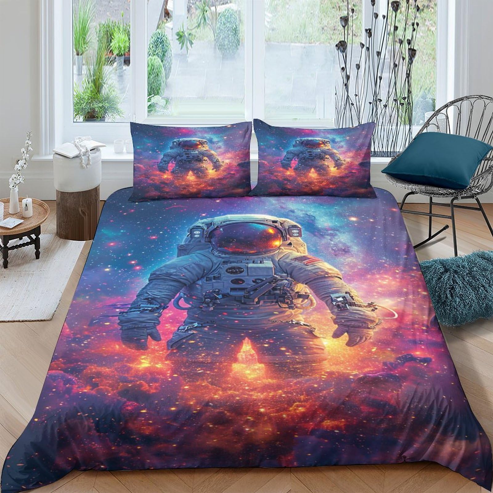 Housse de couette 3D espace en microfibre thermorégulatrice pour lit 220x240