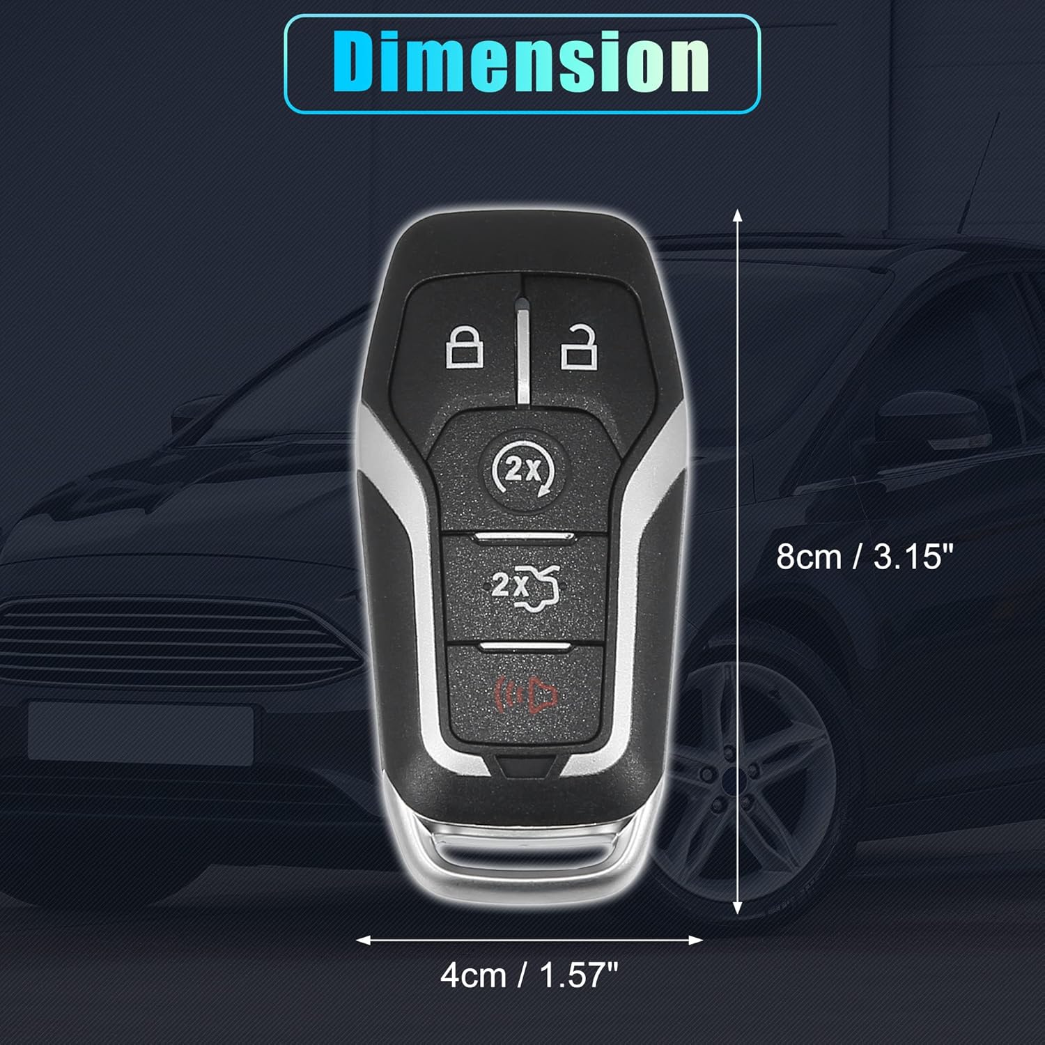 X AUTOHAUX 2pcs 5 Button Smart Key Fob Case Keyless Entry Remote Key Shell for Ford F150 F250 Explorer Edge 2015-2017 M3N-A2C31243300 with Blade No Chip