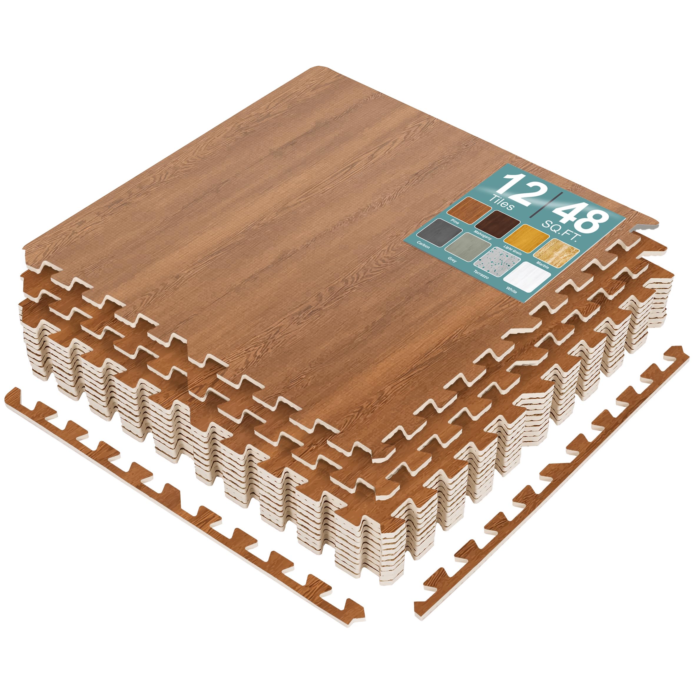 Sorbus 48 Sq. Ft. Wood Grain Floor Tiles