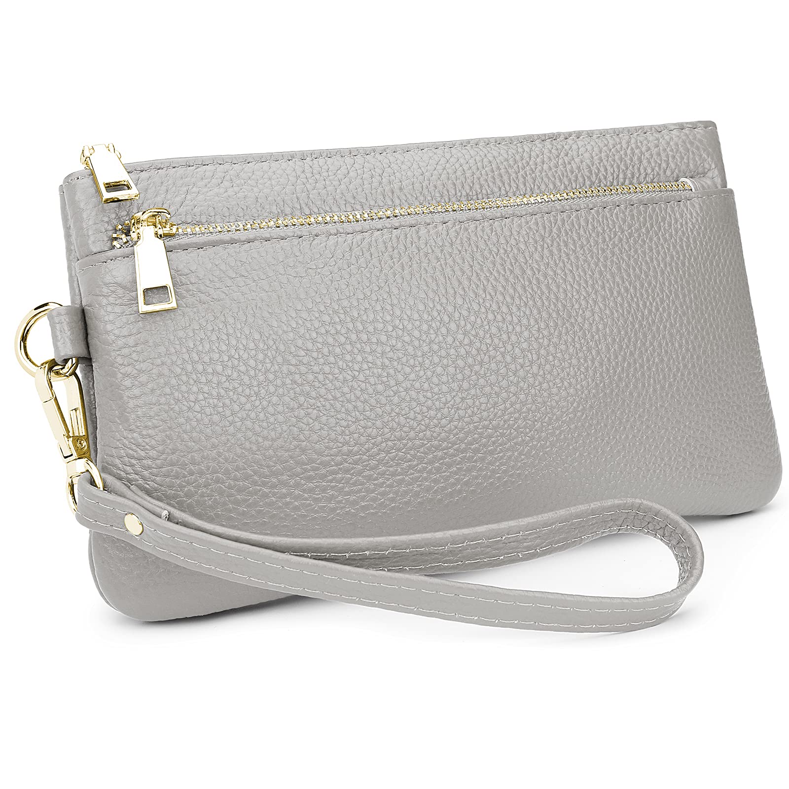 YALUXE Wristlet-for-Womens-Genuine-Leather Wallet Pouch Zipper Fashion 2 in 1