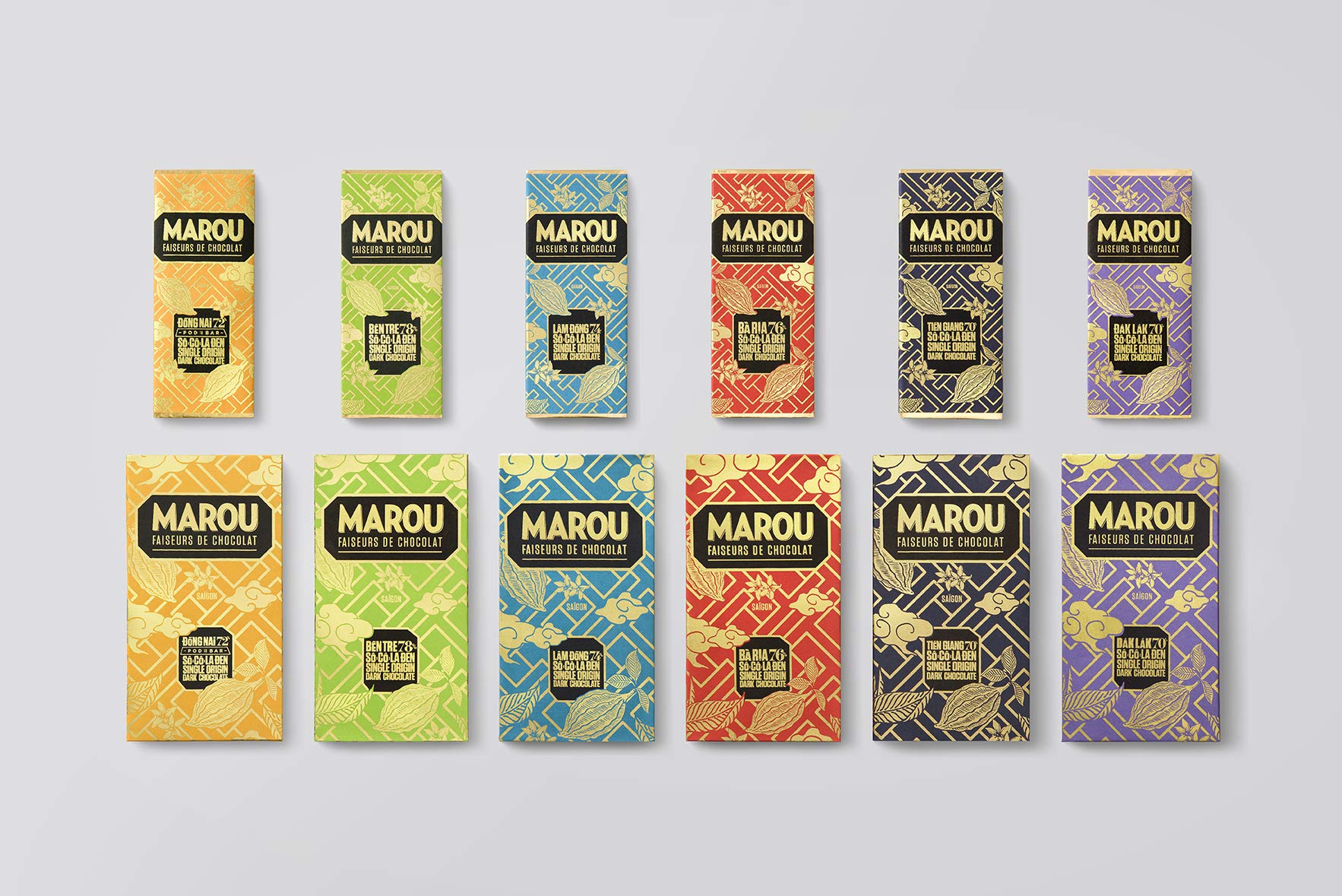 MAROU - Mini Tablette Chocolat Noir 70% - Grand Cru Tien Giang - 24 g - Sans Lécithine, Sans Gluten - Origine Vietnam (Boîte de 25)