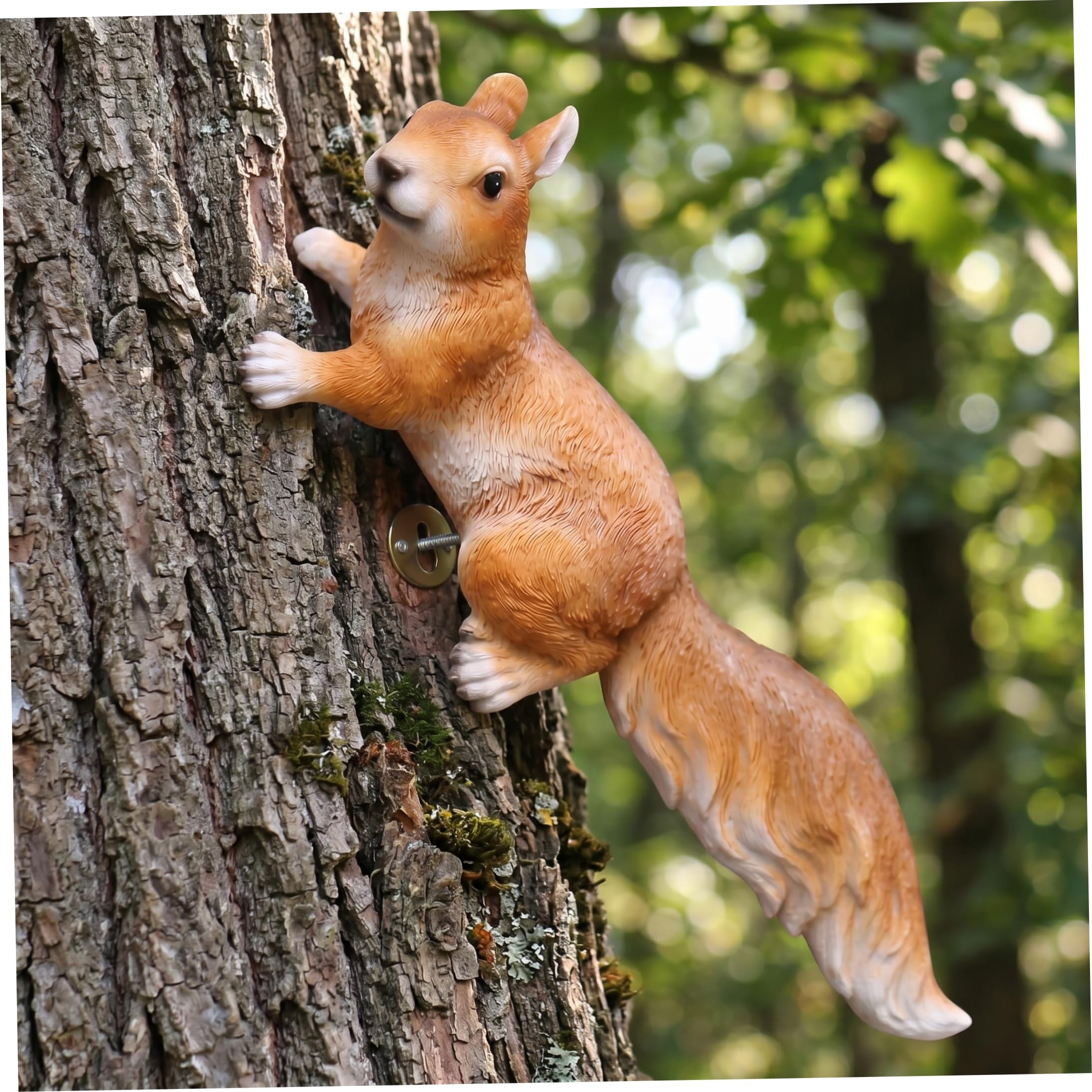 Takingup Squirrels Statue, Vivid Resin Squirrels Figurine – Freestanding Decor for Garden & Indoor Spaces, Brown Garden Statue