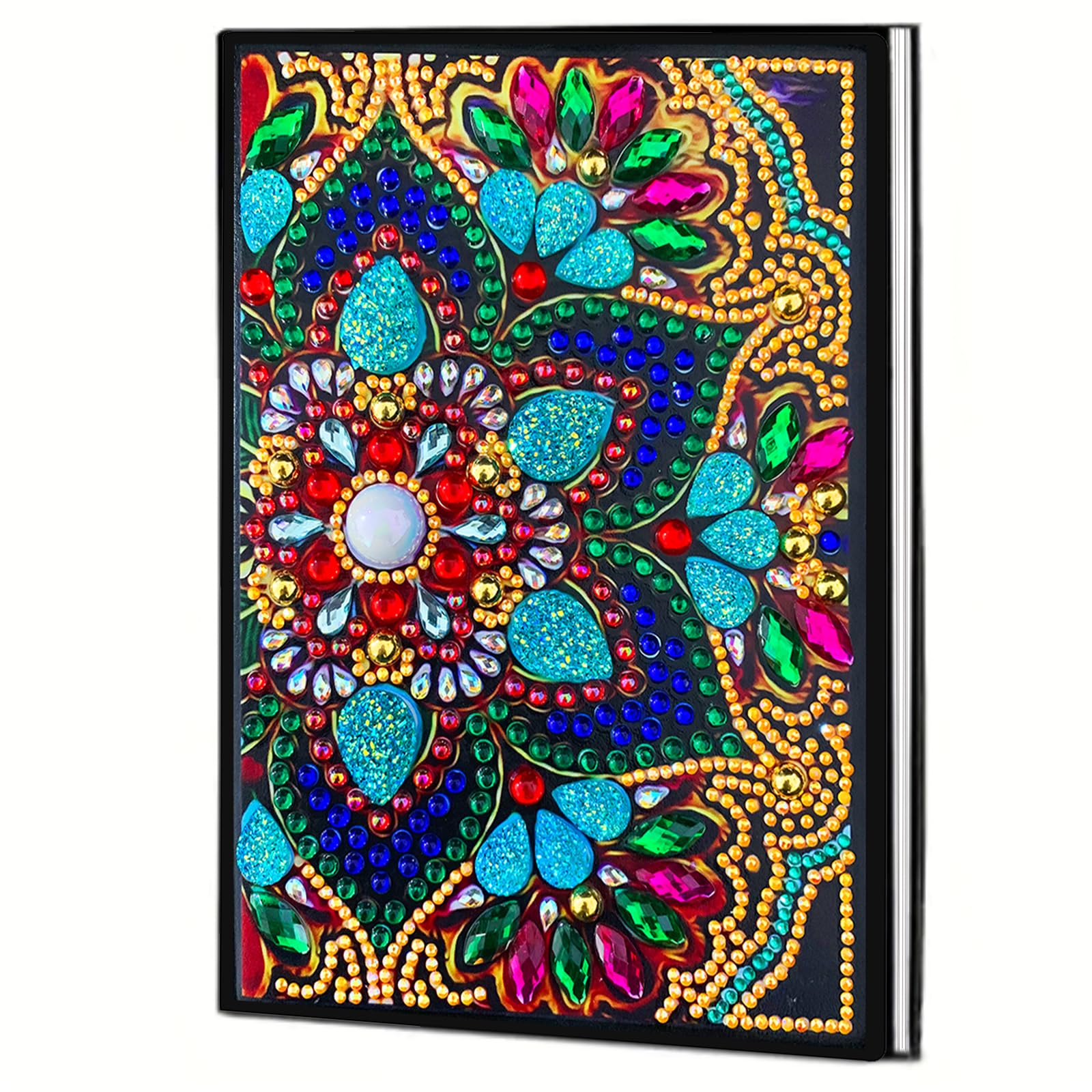 Diamond Art Painting Notebook Journal for Adults – DIY Special Shape Rhinestone A5 Sketchbook, Gem Art Craft Gift for Beginners Teenagers Graduation Birthday 50 Pages(Brilliant Mandala)