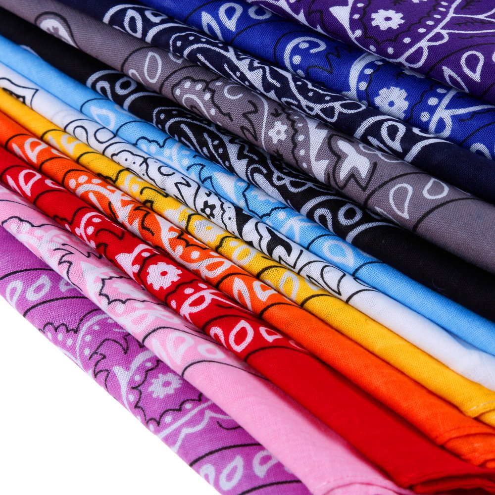 Anpro 12 bandanas pañuelos unisex algodón retro multicolor 55x55 cm