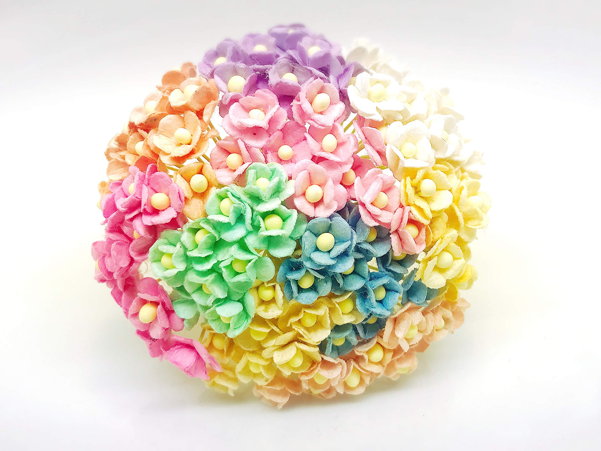 UsnyabniTyga_Thai Brand 100 pcs. Tone Pastel Color Double Layers Paper Daisies Mulberry Paper Flowers 10 mm. Scrapbook for so Many Card & Craft Projects #MRM1-2 (MULBERRY-PAPAER-DAISIES-10MM)