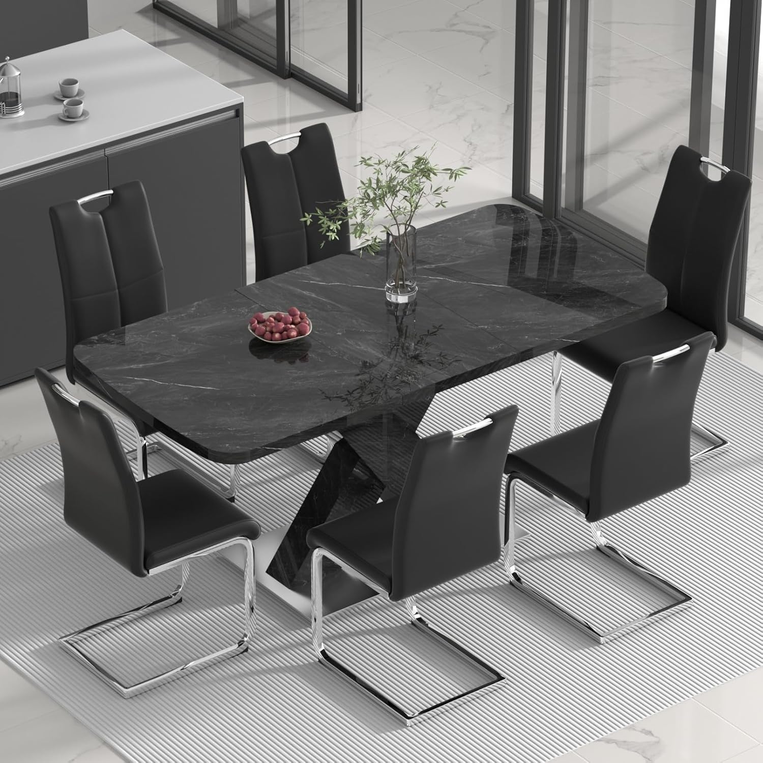 sumdeal 63” Modern Retractable Imitation Marble XShaped