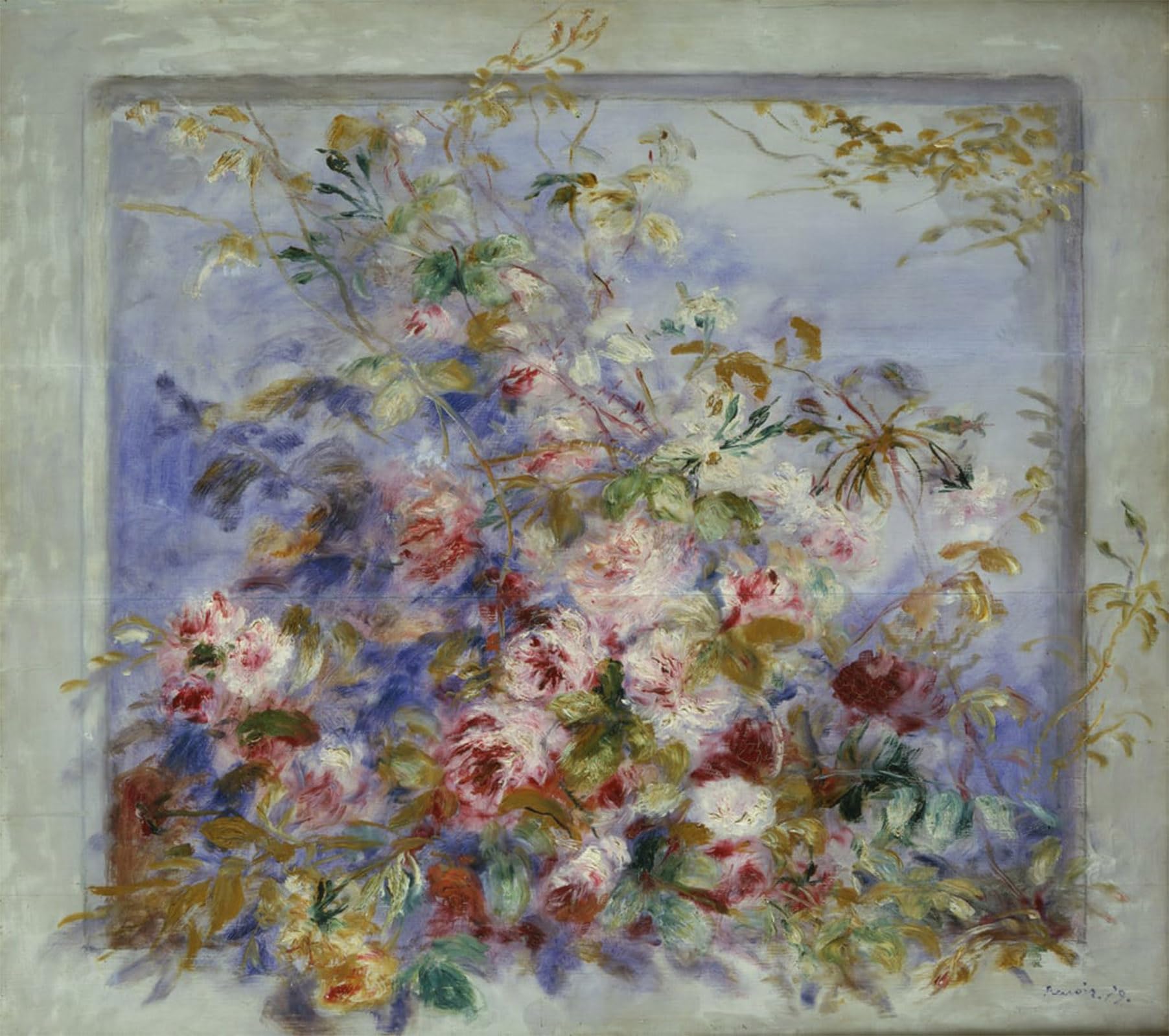 SERENDIPITP Vintage Wall Art Canvas Nordic Poster Canvas Print Picture Roses in a Window by Pierre Auguste Renoir Wall Art Poster for Home Decor 60x90cm