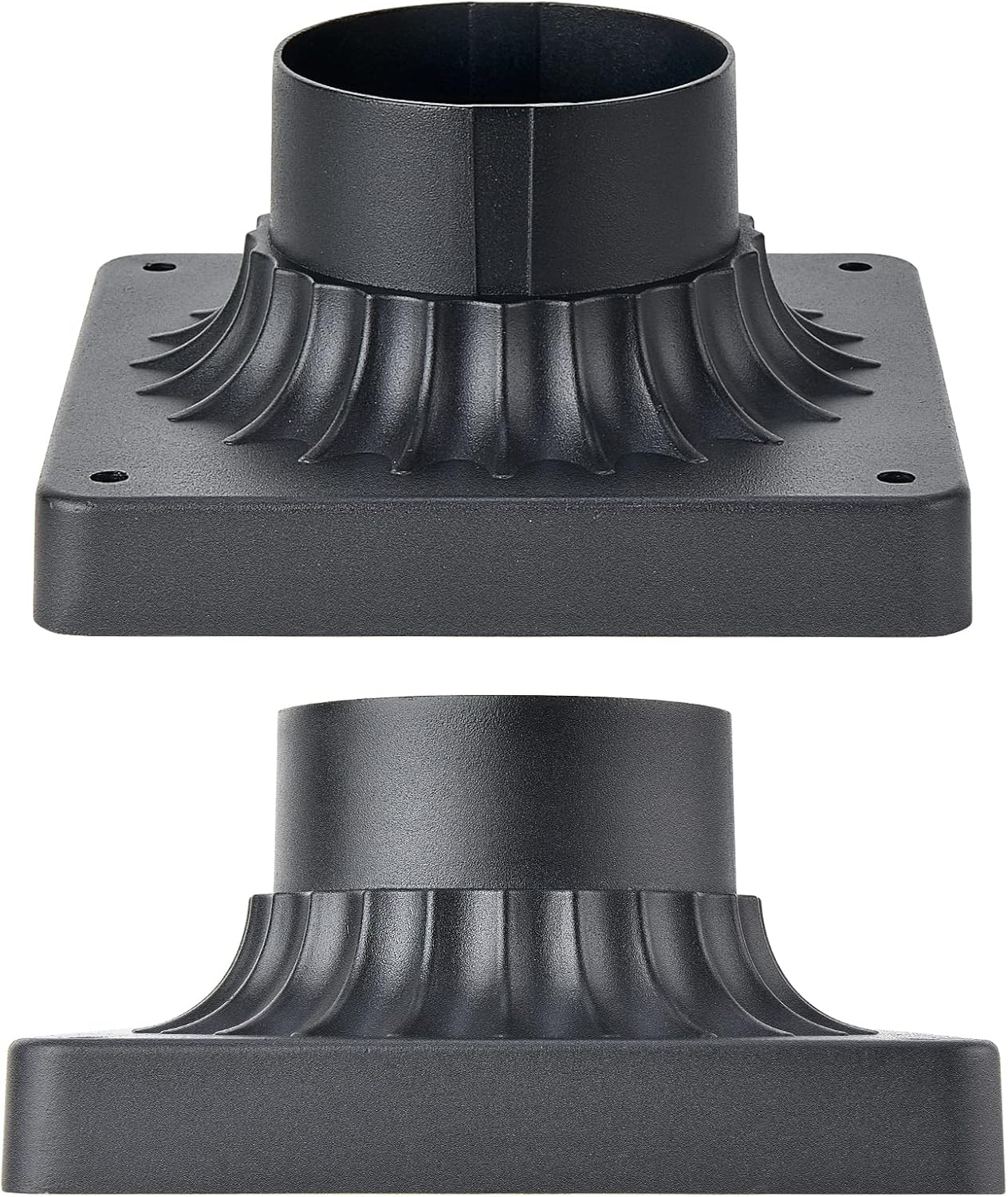 Pier Mount Base 2 Pack,Cast Aluminum Outdoor Post Light Adapter for Deck Porch Patio in Matter Black Finish 5.6" W*5.6" L