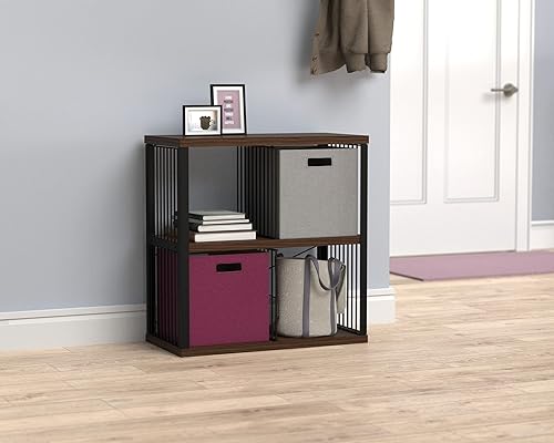 Miniatura 9 de ClosetMaid Estantería organizadora de almacenamiento de 2 cubos estante de almacenamiento marco de metal estantes de madera fácil montaje negronogal