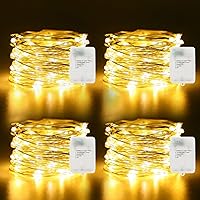 Vista 16 de Guirnalda de luces de 16.4 pies, 50 luces LED plateadas de alambre de cobre parpadeantes con 5 modos de iluminación para Navidad, dormitorio, boda