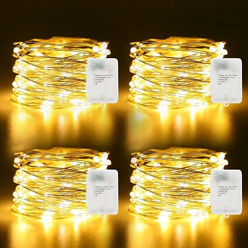 Miniatura 16 de Guirnalda de luces de 16.4 pies, 50 luces LED plateadas de alambre de cobre parpadeantes con 5 modos de iluminación para Navidad, dormitorio, boda