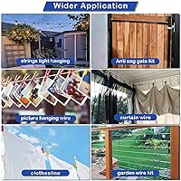 Vista 2 de TooTaci Kit de cuerda de alambre de 1/8, cable de acero inoxidable recubierto de vinilo de 100 pies con 50 fundas de crimpado y 20 dedales, cable