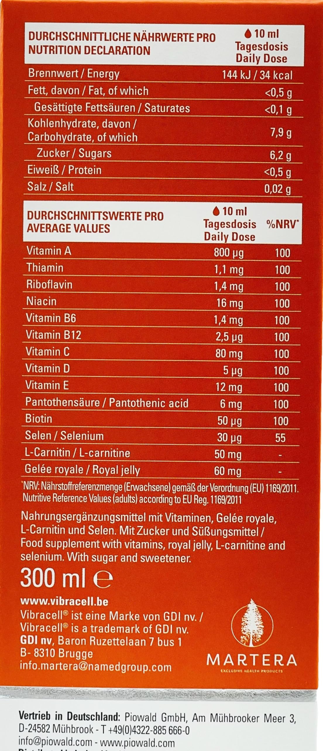 Vibracell® Vorratspack (3x 300ml) + 60 ml Gratisbeilage (in 3x20ml) | Flüssiges Multi Vital Konzentrat mit Obst und Gemüse