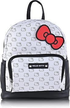 Fast Forward Hello Kitty Mini Backpack for Adults and Teens | Womens Purse Faux Leather Double Strap Shoulder Bag White