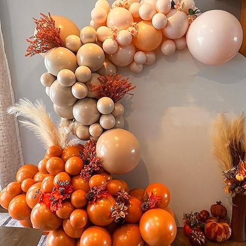 Kit de guirnalda de globos de agradecimiento para decoraciones de fiesta de otoño, kit de arco de globos de albaricoque naranja blanquecino para