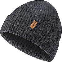 Acushla 100% Merino Wool Cuff Beanie for Men & Women - Soft Warm Unisex Knit Winter Hat for Big Heads & Cold Weather