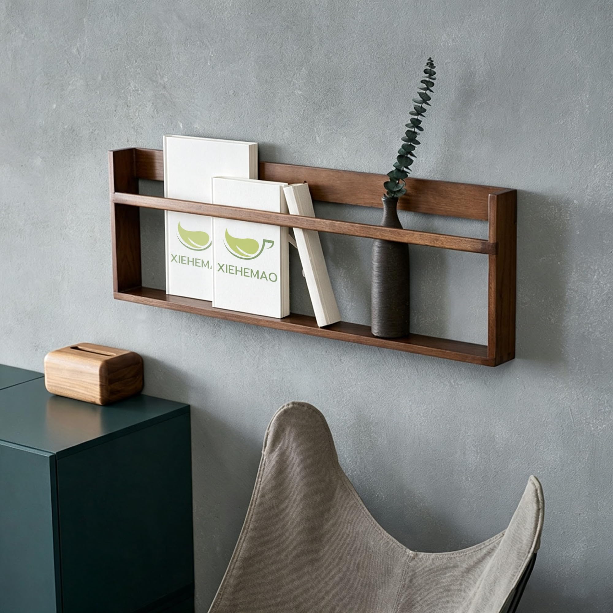 Holz Wandmontierter Zeitschriftenhalter, Akten Organizer | Für Eingangsbereich, Büro, Wohnzimmer, Wartezimmer(Beige,90cm)