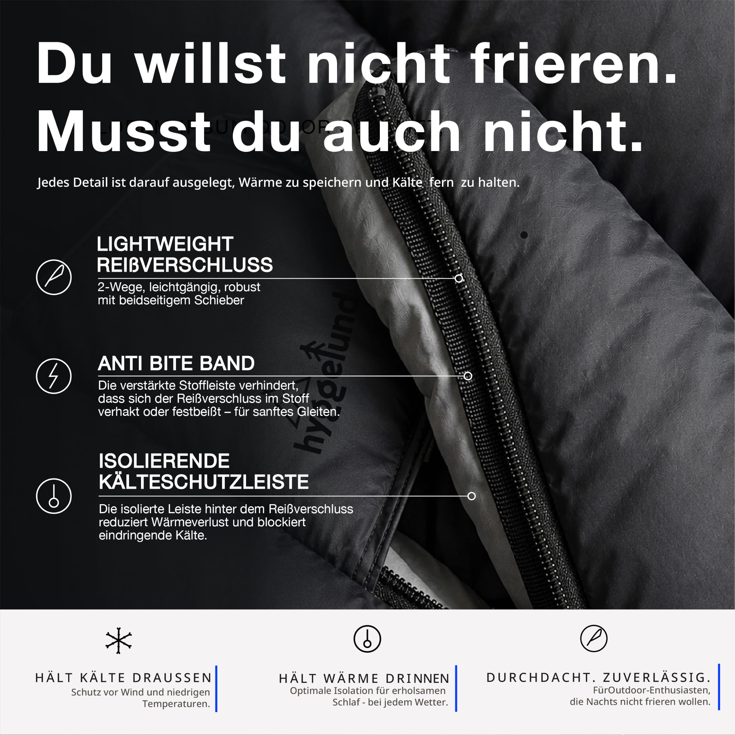 XXL Schlafsack Outdoor Winter mit Premium Kunstfaser Füllung extra warm bis -20 C° Mumienschlafsack für Erwachsene