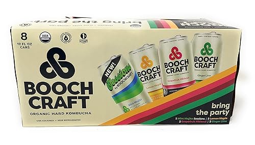 Boochcraft Kombucha, Bring the Party Variety, paquete de 8, latas de 12 onzas líquidas