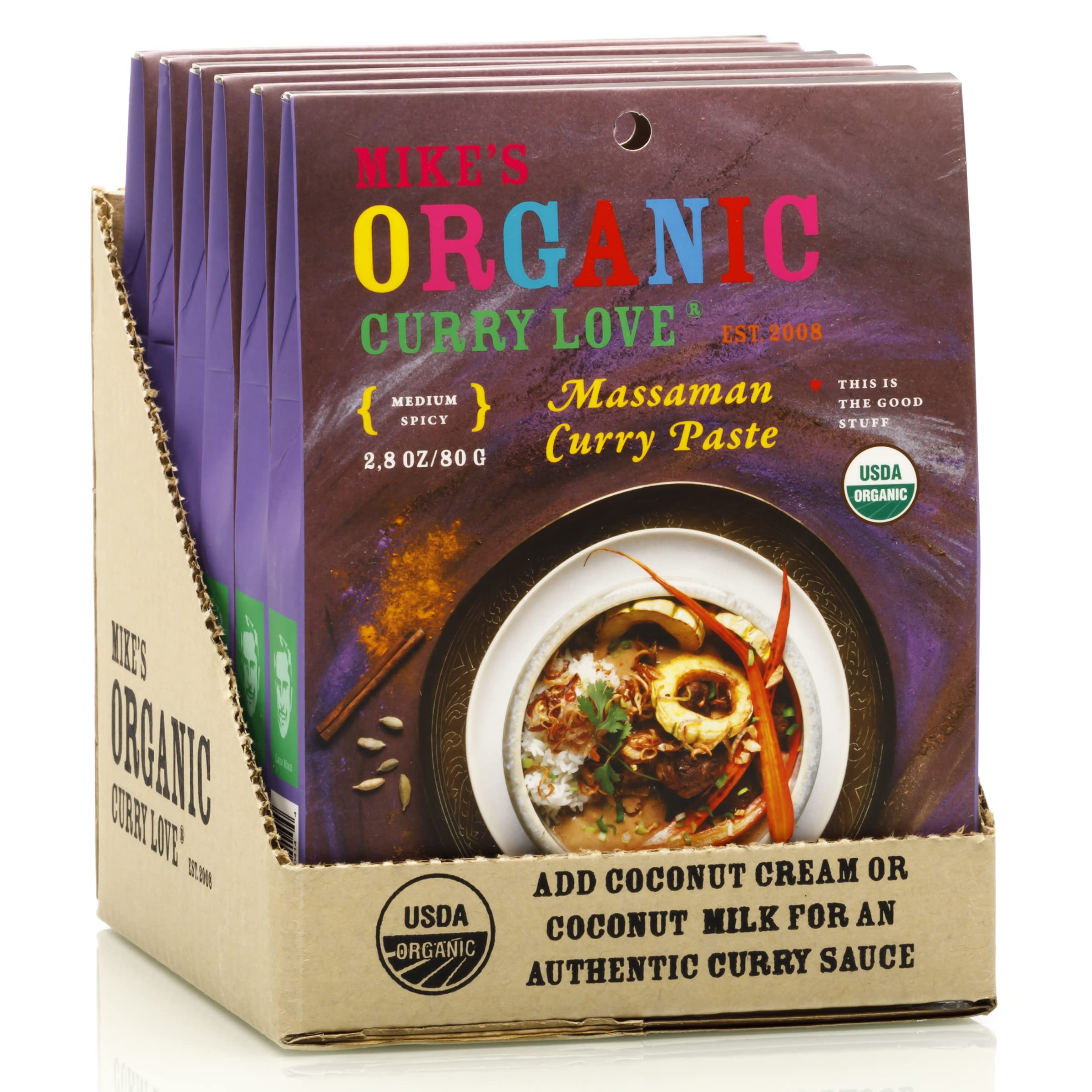 Sponsored Ad - Organic Massaman Curry Paste - Authentic, Vegan, Dairy-Free, and Sugar-Free - Made in Thailand | 6 x 2.8 oz Pouches