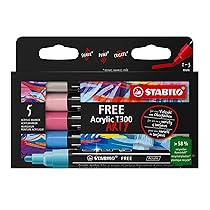 STABILO FREE Acrylic – Marker acrilico – T300 Punta rotonda 2-3mm – Candy Edition – Astuccio da 5 – Colori assortiti