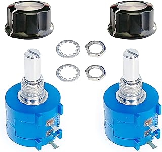 Rotary Wire Wound Precision Potentiometer, Precision Multi Turn Wirewound Potentiometer and 2pcs A03 Knob (2pcs 50K)