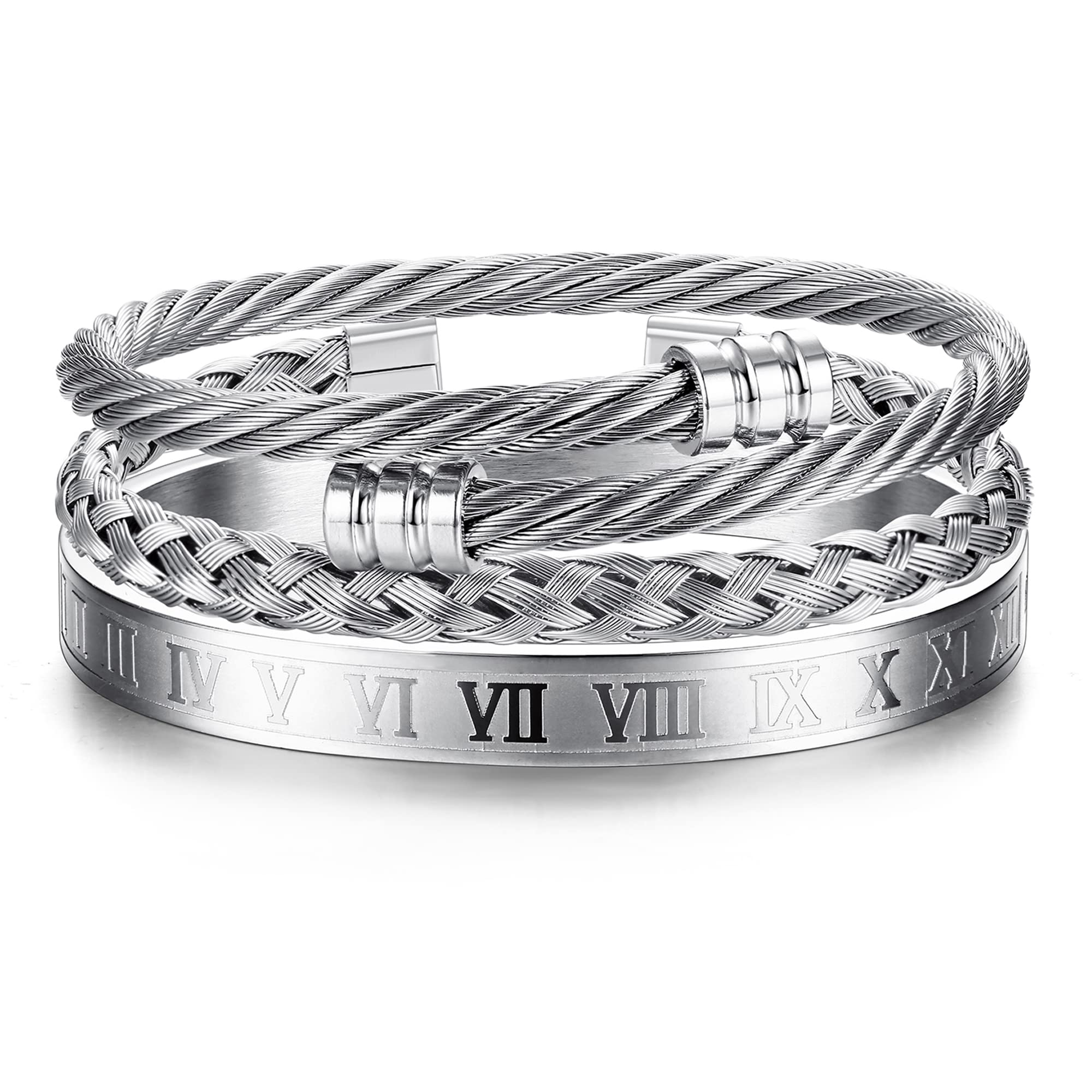 Numeral Cuff Bracelet Roman Numeral Mens Bracelet Jewebella3pcs