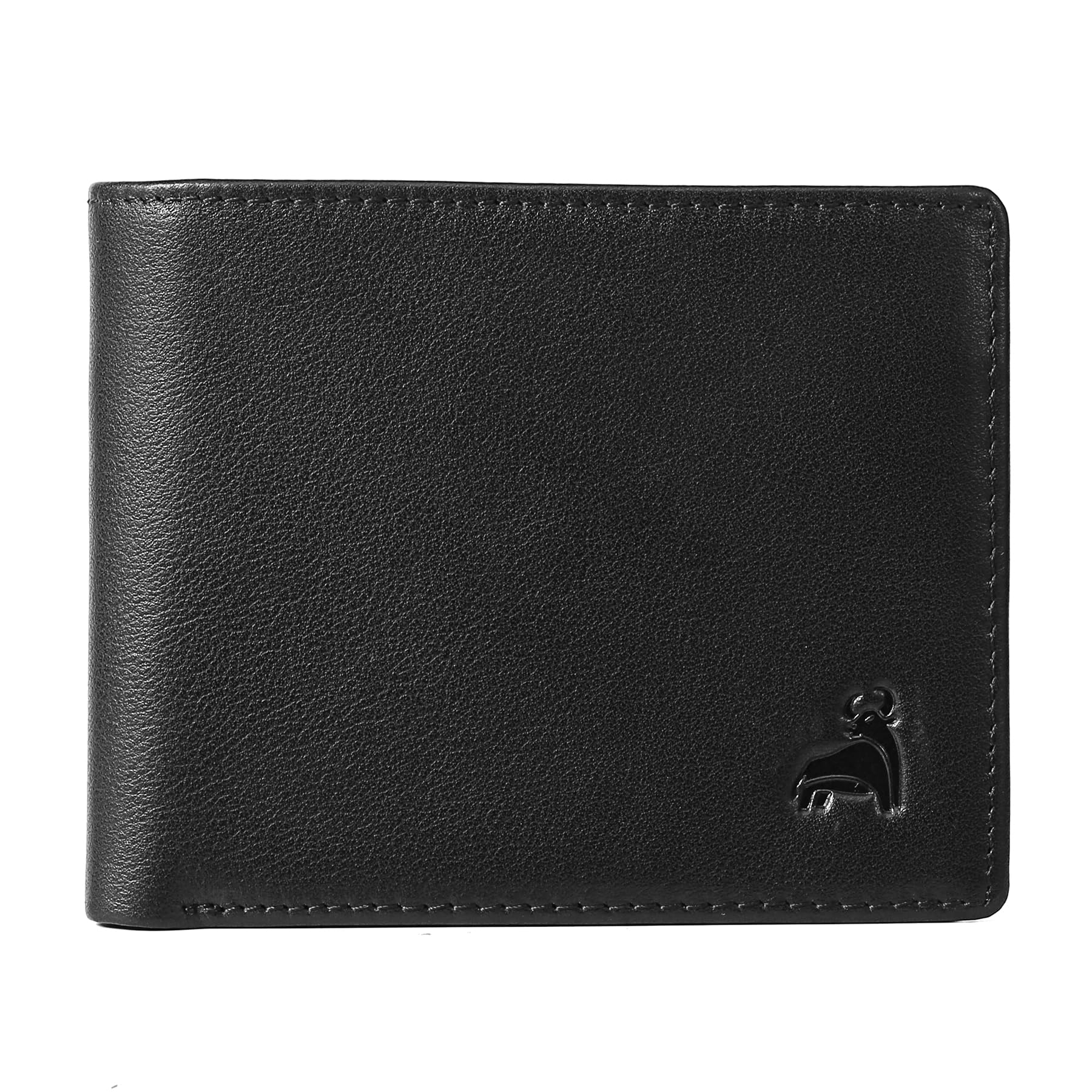 RFID Slim Front Pocket Wallets For Men - Genuine Leather Credit Card Mens Bifold Wallet With 2 ID Windows Zipper Coin Stylish Passcase