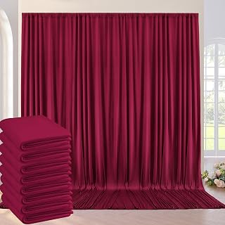 40ft×10ft Wrinkle Free Burgundy Backdrop Curtain for Parties, 8 Panels 5×10ft Soft Silky Polyester Wine Red Photo Backdrop Drapes for Wedding Birthday Christmas Photography Back Drop Cloth