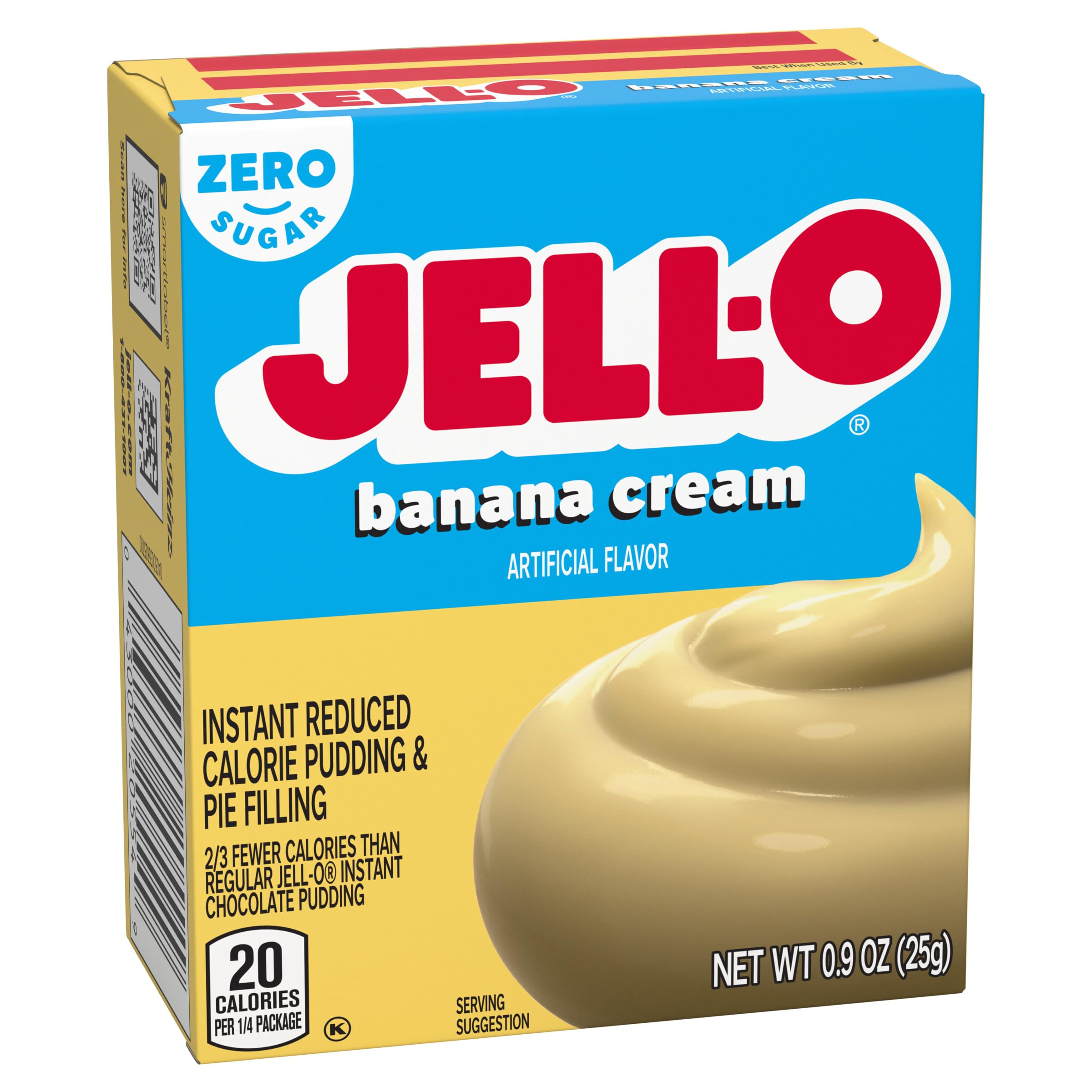 Jell-O Sugar-Free Instant Pudding and Pie Filling, Banana Cream, 0.9-Ounce Boxes (Pack of 6)