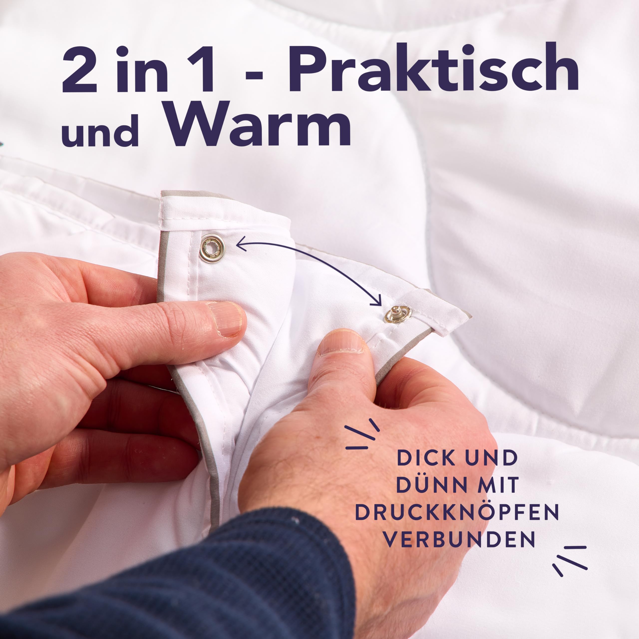 John Cotton 4 Jahreszeiten Bettdecke 200x200cm – Praktisch alle Jahreszeiten Bettdecken für Allergiker | Oeko-Test Zertifiziert Steppdecke | Atmungsaktive Decke, Oberbett 200x200
