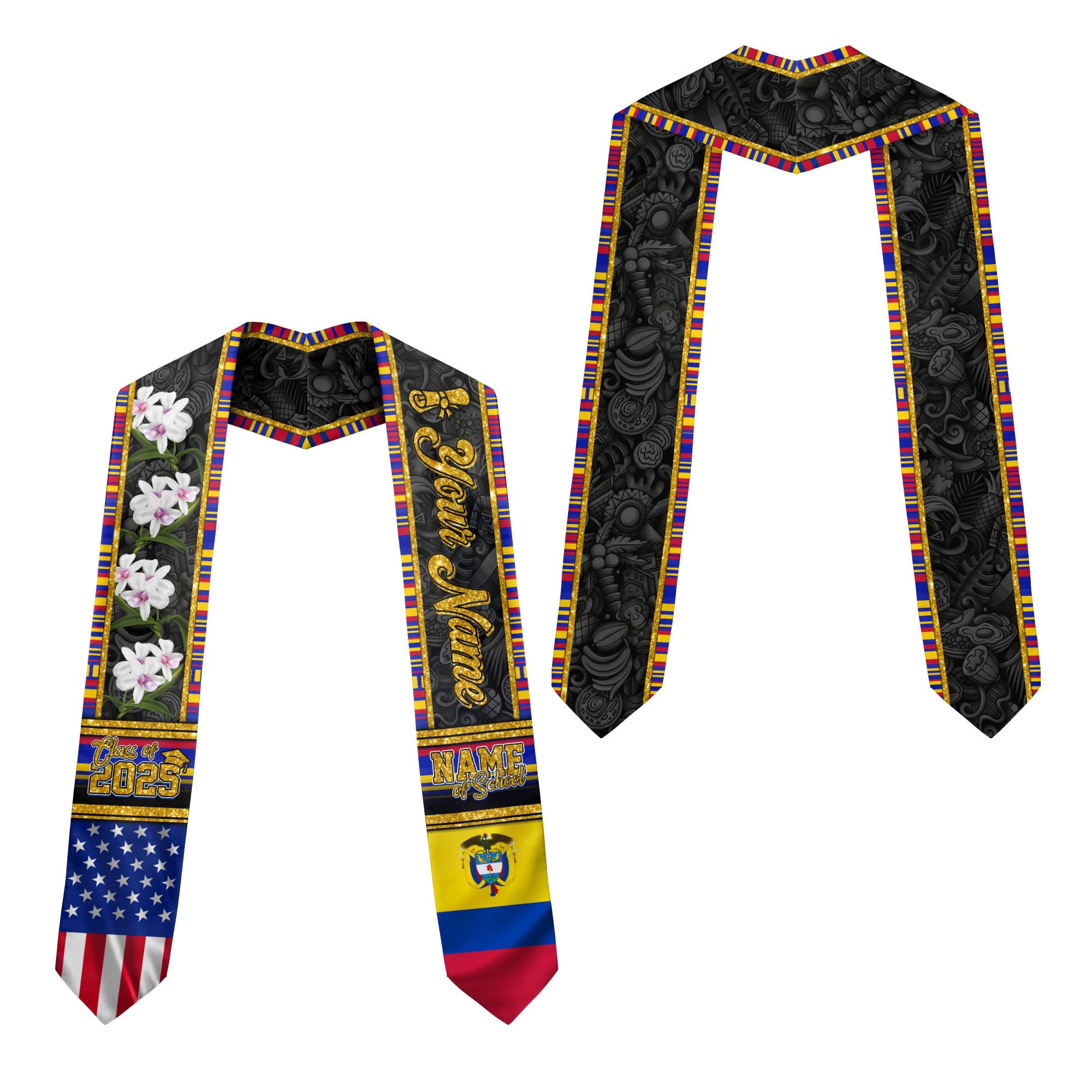MonkeyVan Colombians Graduation Sash, Custom Colombians American Flag Graduation Sash 2025, Colombia Graduation Stole Clb9