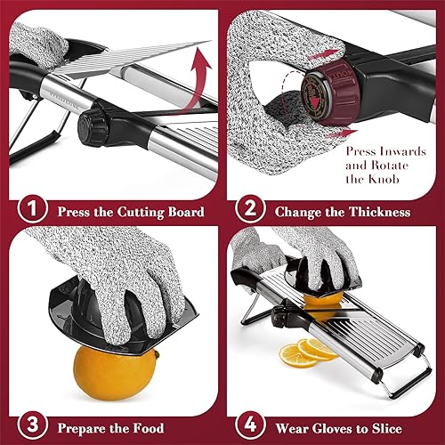 Miniatura 3 de MIDONE Rebanadora de mandolina  Cortadora de mandolina ajustable para cocina, de acero inoxidable, mandolina de alimentos, mandolina, cortador de
