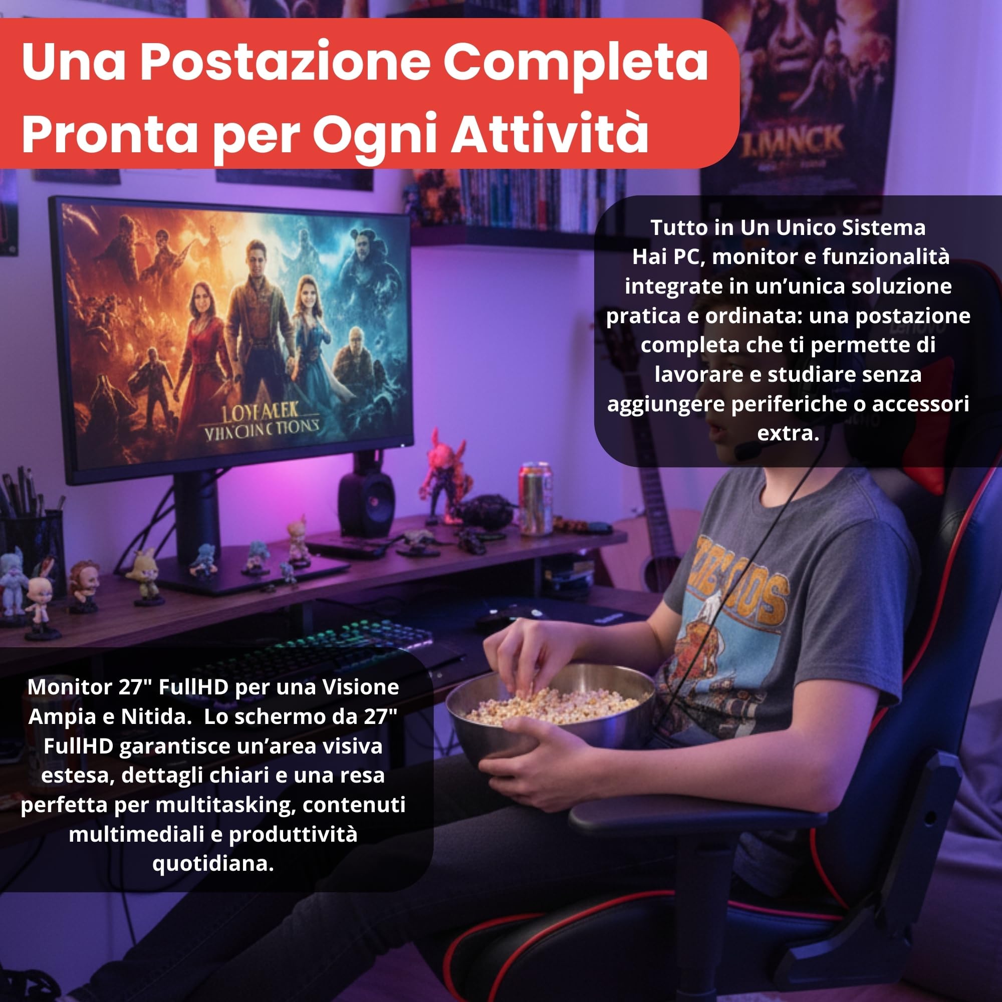 Lenovo Computer 27 Pollici Core i7 Fino a 3,80 GHz 16GB Ram 1000GB SSD Win 11 Pro Office 2021 Pro DvD RW Garanzia 36 mesi