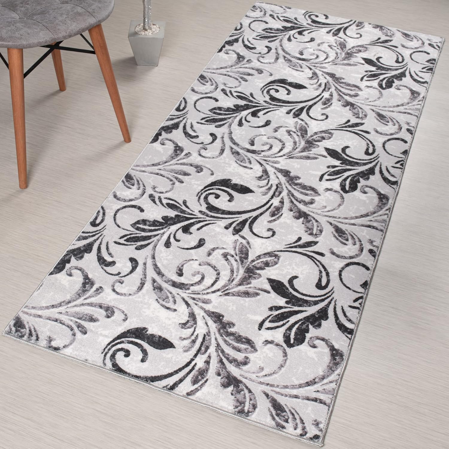 Custom Length, Slip Resistant Modern Floral Carpet Runner