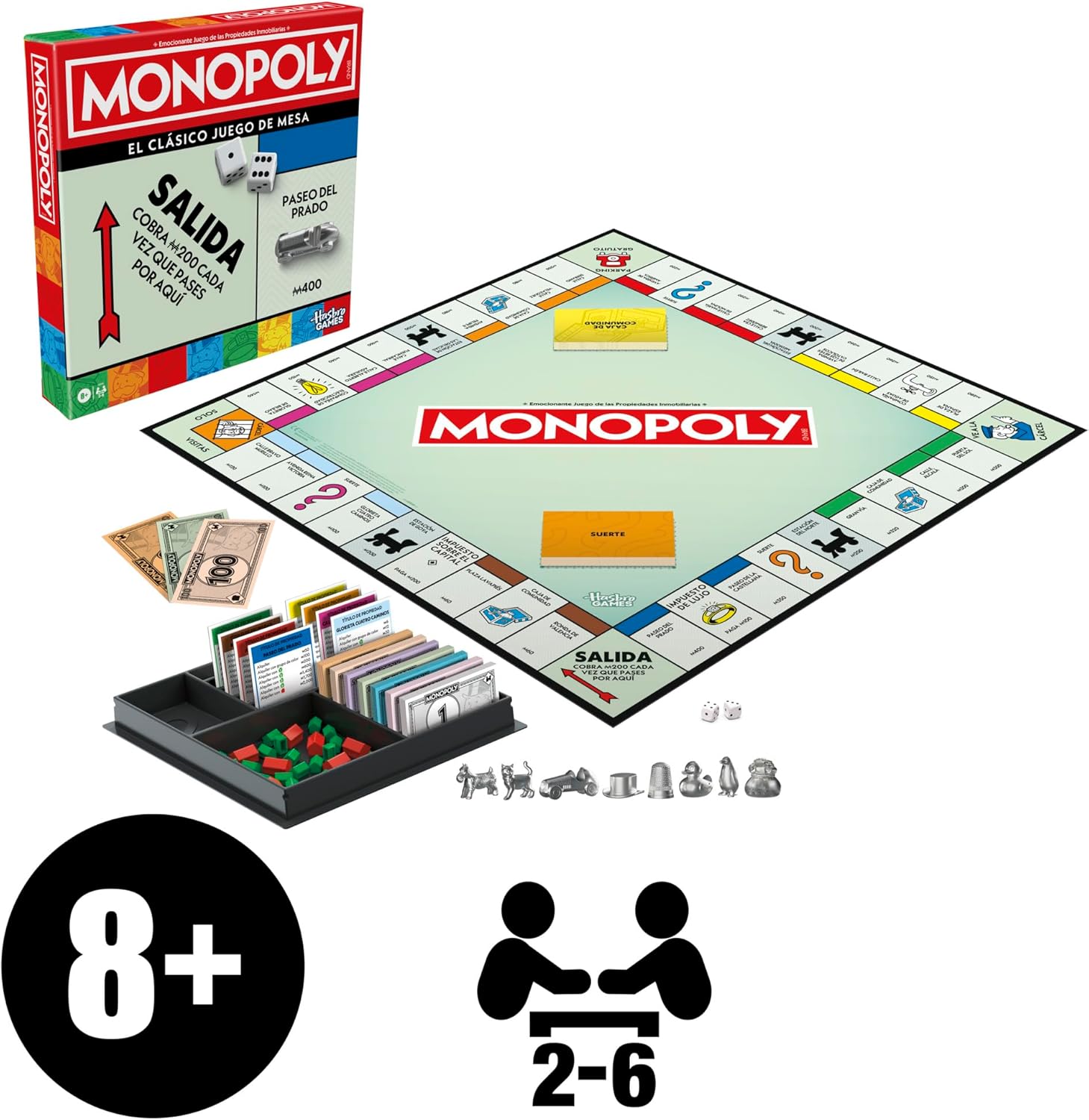 #Juegodemesa Monopoly clásico con bandeja de almacenamiento y peones grandes por 18,76€ ¡¡37% de descuento!!