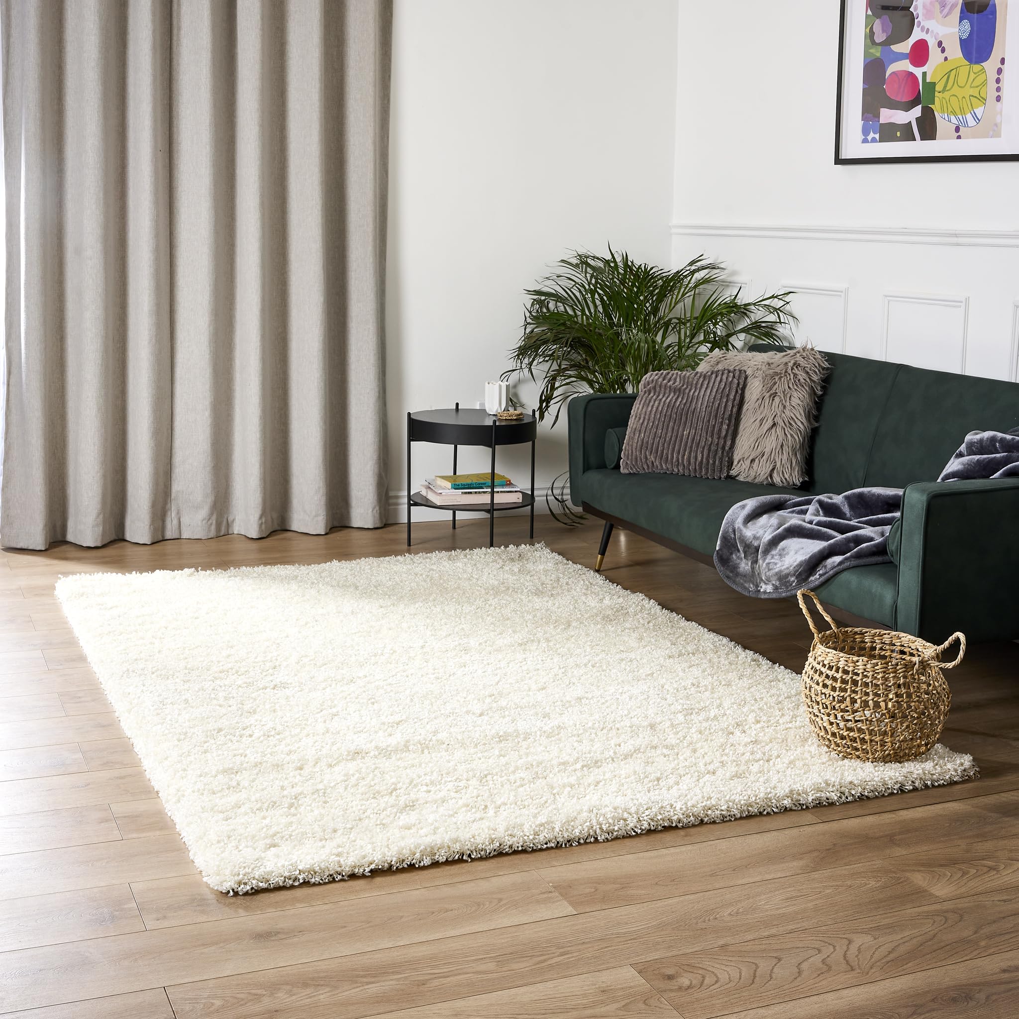Bravich Navy Blue Shaggy Rug 80 x 150cm (2'7" x 4'11") 5cm Pile Medium Thick Fluffy Living Room Hessian Backed Washable — view 29