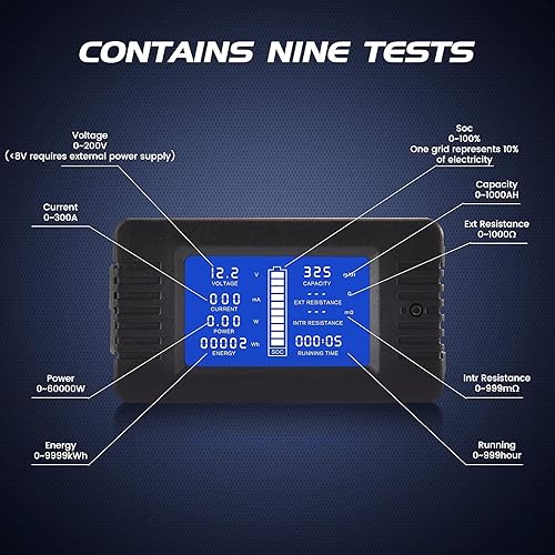 Miniatura 6 de Medidor de monitor de batería multifunción DC con derivación, 0-200V, 0-100A, pantalla LCD, multímetro de corriente digital, voltímetro amperímetro