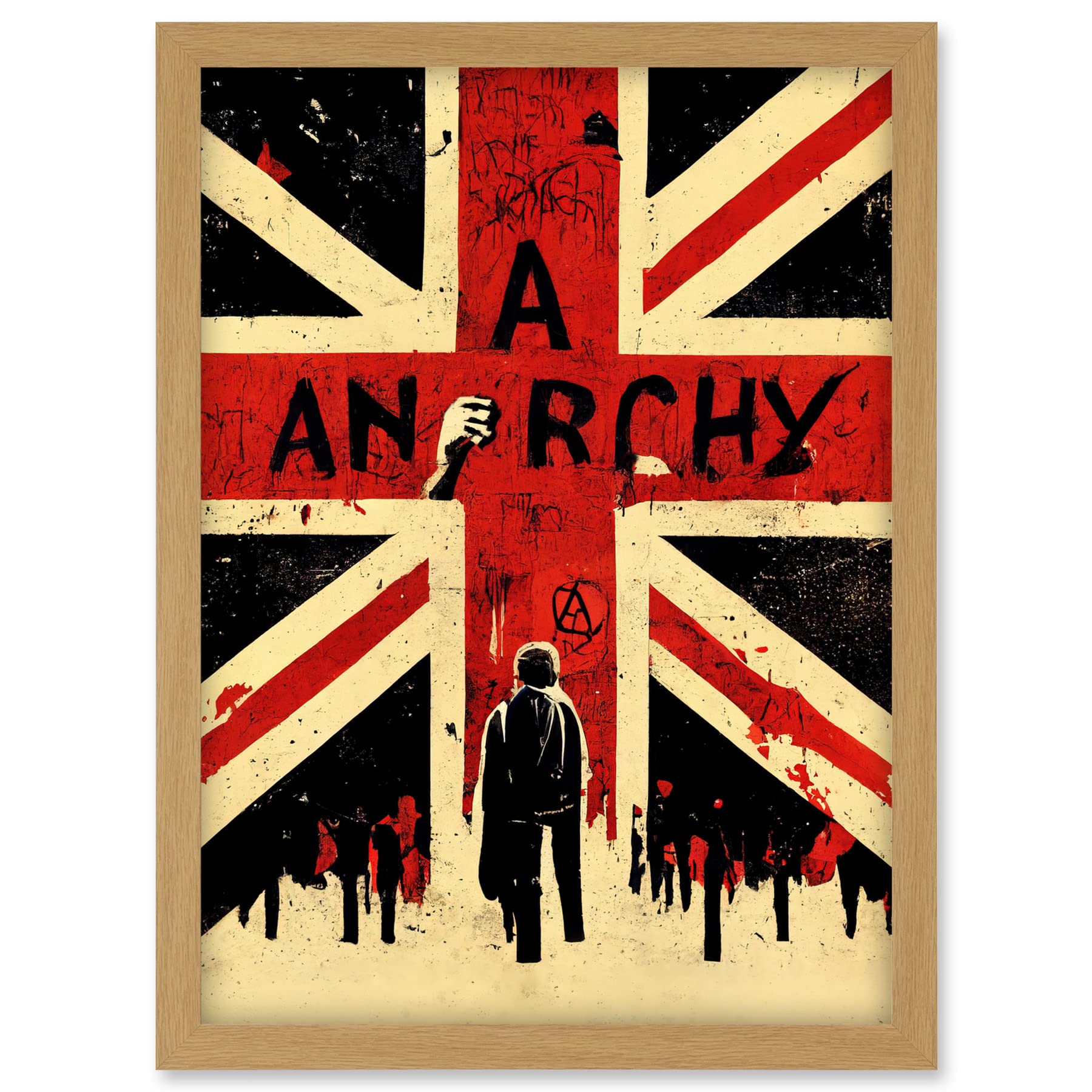 Doppelganger33 LTD Anarchy Union Jack Stencil Rebel Graffiti Punk UK Artwork Framed A3 Wall Art Print