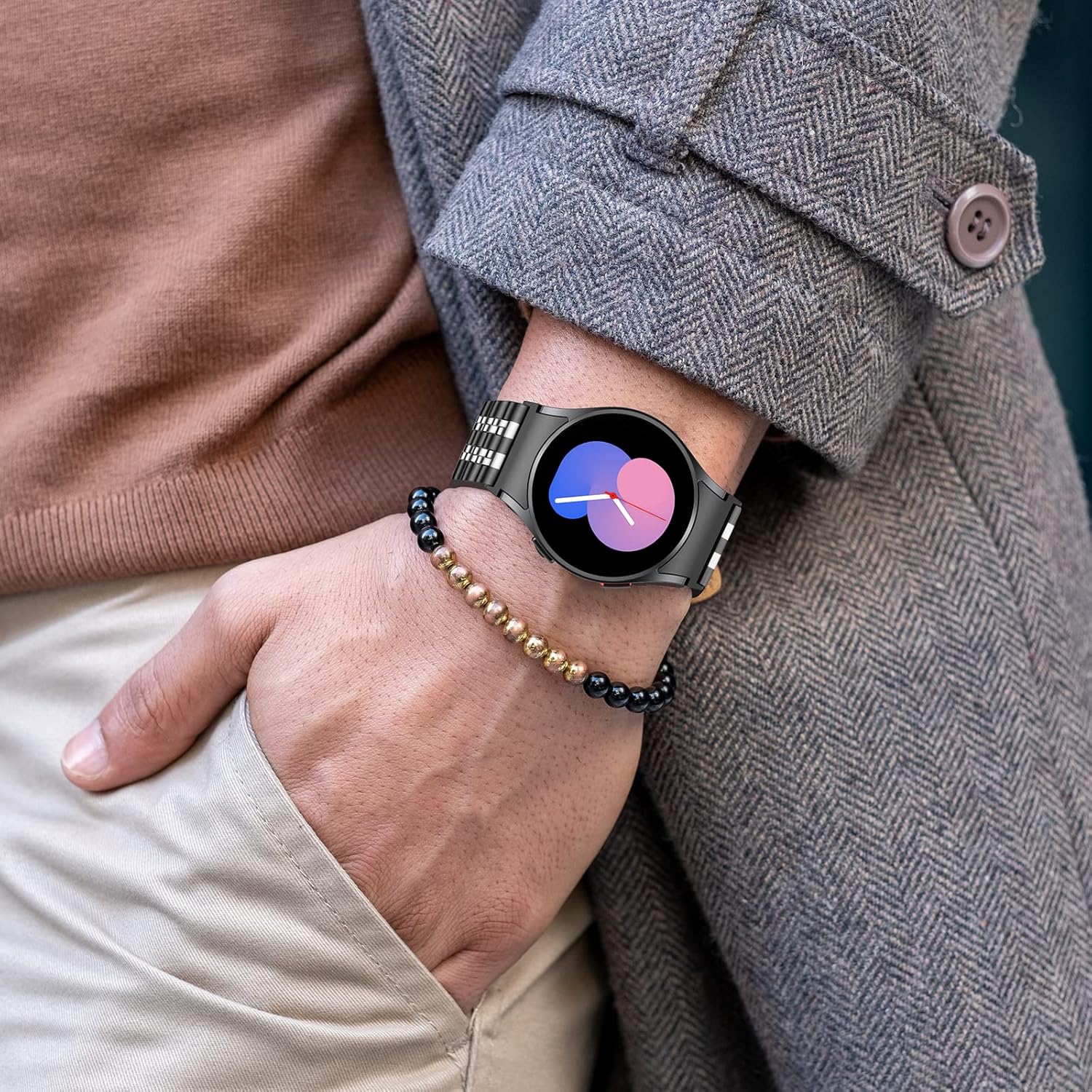 EZMVZKU Galaxy Watch 7/6/5/4/FE 40mm 44mm Stainless Steel Metal Band, No Gap Strap for SAMSUNG Galaxy Watch 6 4 Classic 42mm 43mm 46mm 47mm/5 pro 45mm,20mm Watchband for Men Women - Image 5